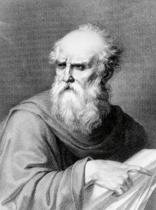 Portret van Marcus Vitruvius Pollio bekend als Vitruvius (1e eeuw v.Chr.), Romeins architect en schrijver, gravure door Jacopo Bernardi gebaseerd op een tekening van Vincenzo Ray