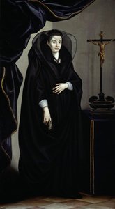 Portret van een edelvrouw in rouwkleding door Jacopo Chimenti