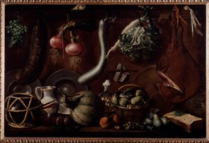 Buffet met servies en eten