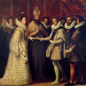 Het huwelijk van Catherine de Medici (1519-98) en Henri II (1519-59) 1533 door Jacopo Chimenti Empoli