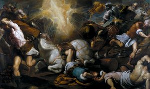 De bekering van Sint Paulus op de weg naar Damascus door Jacopo Il Giovane Palma
