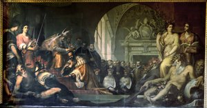 Cosimo I de Medici ontvangt Paus Pius V door Jacopo Ligozzi