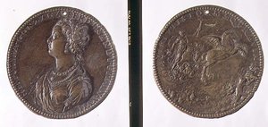 Portretmedaille, voorzijde met Hippolytus Gonzaga, keerzijde mogelijk Juno op haar wagen door Jacopo Nizzola da Trezzo