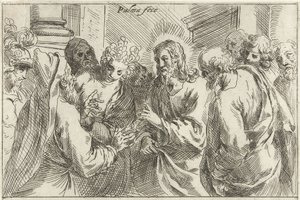 Christus en de overspelige vrouw door Jacopo Palma (il Giovane)