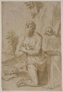 Sint Hiëronymus in de wildernis door Jacopo Palma