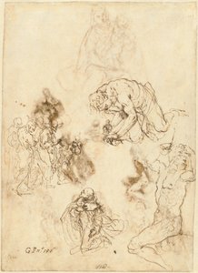 Studies van Christus die de Blinde Man Geneest, Sint Philip Benizzi, en Sint Sebastiaan