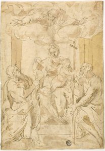 Maagd en Kind met Heiligen Thomas en Johannes de Doper (recto); Slapende Venus (verso) door Jacopo Palma il Giovane