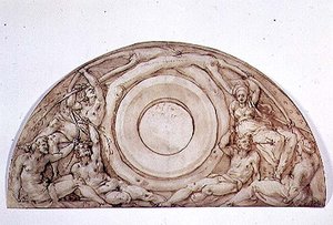 Studie voor een lunet door Jacopo Pontormo