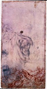Studie voor een portret van Cosimo I Giovinetto met andere studies van kronkelende lichamen