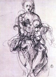 Studie van een Madonna en Kind