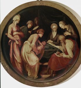 De geboorte van Johannes de Doper door Jacopo Pontormo