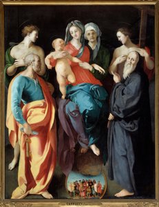 De Maagd met kind met Sint Anna en vier heiligen (schilderij door Jacopo Carrucci, 1529) door Jacopo Pontormo