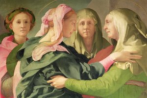 De Visitatie (detail) door Jacopo Pontormo