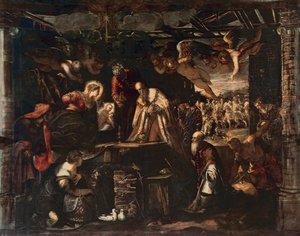 Aanbidding der Wijzen door Jacopo Robusti Tintoretto
