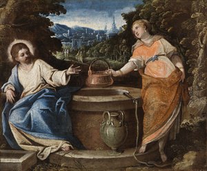 Christus en de vrouw van Samaria, ca. 1550-75 door Jacopo Robusti Tintoretto
