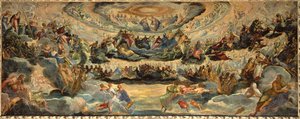 Paradijs, schets voor de Sala del Maggior Consiglio ... door Jacopo Robusti Tintoretto
