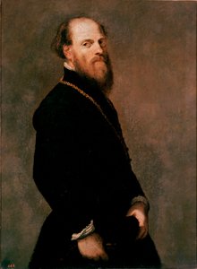 Portret van een heer in de gouden ketting Schilderij door Jacopo Robusti genaamd Tintoretto