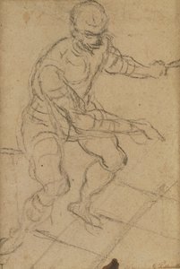 Zittende man van bovenaf gezien (recto) door Jacopo Robusti Tintoretto