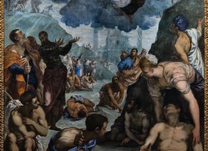 St. Augustinus geneest de lamme (detail) door Jacopo Robusti Tintoretto