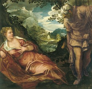 De ontmoeting van Juda en Tamar door Jacopo Robusti Tintoretto