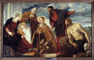 De Maagd en Kind met Sint Catharina, Sint Augustinus, Sint Marcus, Sint Johannes de Doper door Jacopo Robusti Tintoretto