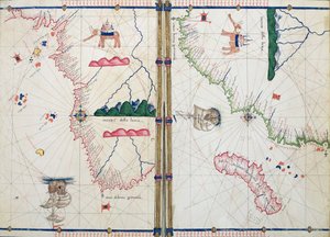 Ms Ital 550.0.3.15 fol.4v-5r Kaart van Afrika en de Kaap de Goede Hoop, uit de 