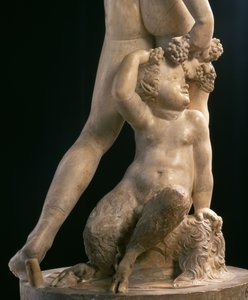 Bacchus, detail van onderste helft, beeldhouwwerk door Jacopo Sansovino (1486-1570) (marmer)