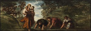 Latona verandert de Lycische boeren in kikkers door Jacopo Tintoretto