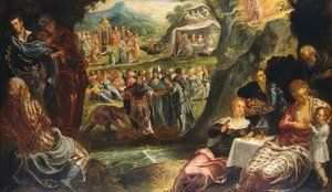 De Aanbidding van het Gouden Kalf, ca. 1594 door Jacopo Tintoretto