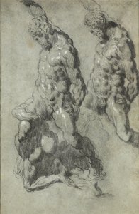 Twee studies over Simson die de Filistijnen doodde door Jacopo Tintoretto