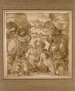 Studie voor de allegorie van San Gimignano en Colle Val d