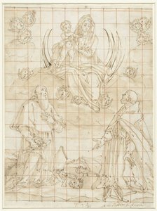 Madonna vereerd door twee heiligen door Jacopo da Empoli (circle of)
