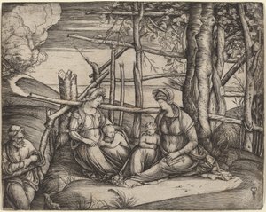 Heilige Familie met Sint-Elizabeth en de jonge Sint-Jan de Doper door Jacopo de Barbari