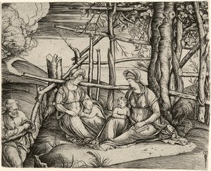 De Heilige Familie met St. Elizabeth en de Jonge St. Johannes, ca. 1499-1501 door Jacopo de Barbari