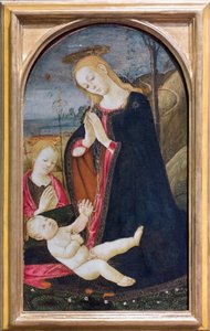 Aanbidding van Christus met de jonge Sint Johannes de Doper door Jacopo del Sellaio