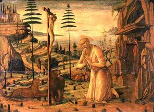 St. Hiëronymus in gebed door Jacopo del Sellaio