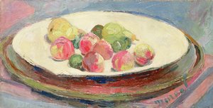 Stilleven met perziken en peren