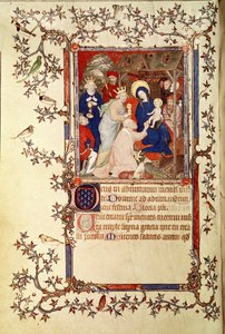 Lat 18014 f.42v De Aanbidding der Wijzen, uit Les Petites Heures de Duc de Berry, ca. 1385-90