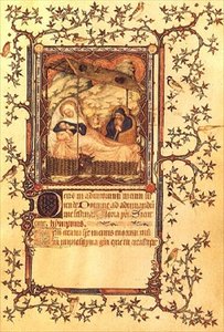 Ms Lat 18014 fol.38 De Geboorte, uit Les Petites Heures de Duc de Berry, ca.1385-90 door Jacquemart de Hesdin