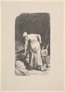 Vrouw die tarwe snijdt, 1853 door Jacques Adrien Lavieille
