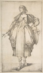 Tuinierster met een mand aan haar arm, uit de Hortulanae-serie, 1612-16 door Jacques Bellange