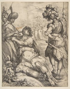 Militaire figuren buiten een stad door Jacques Bellange