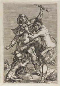 Twee bedelaars vechten door Jacques Bellange