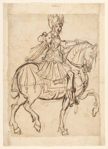 Veldheer te paard, rijdend naar rechts door Jacques Bellange