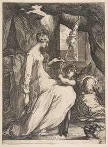 Maagd en kind met een engel, 1612-16 door Jacques Bellange