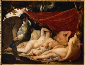 Venus en de Gratiën verrast door een sterfelijke ... door Jacques Blanchard