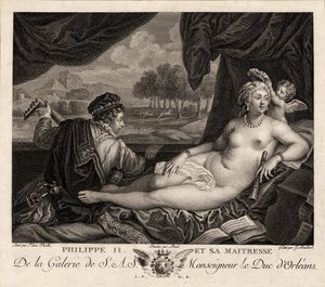 Filips II en zijn minnares naar Titiaan