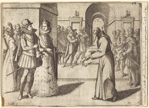 Een kapucijn brengt de dank van de koning van Beieren [recto] door Jacques Callot