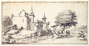 Een kasteel met ophaalbrug