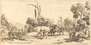 Aanval op reizigers op de snelweg door Jacques Callot